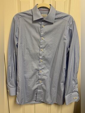 Eton Blue Long-Sleeve Dress Shirt with Spread Collar